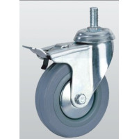 Аппаратное колесо SNB поворотное с отверстием тормозом и резбой 100 мм (3009-S-100-P)