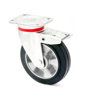 Колесо KAMA неповоротное усиленное с тормозом 200 мм (1704-LR-200-B)