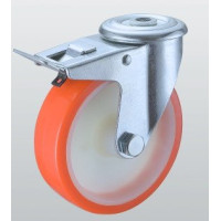 Колесо поворотное STANDART с отверстием и тормозом Longway 160 мм (4306-ST-160-R)